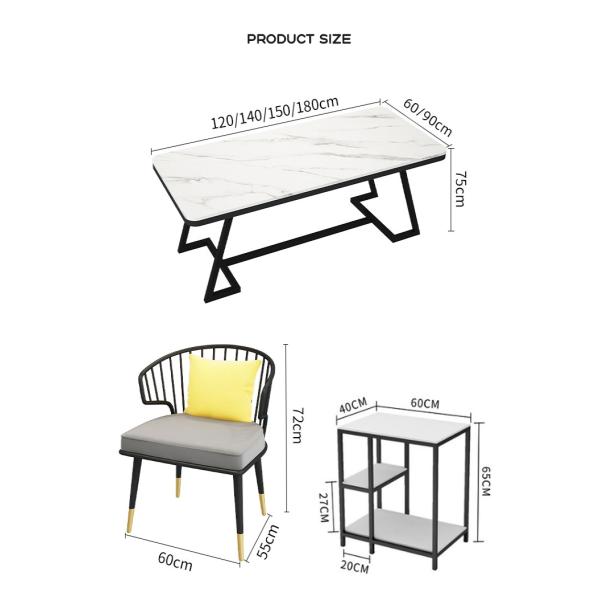 140cm Slate Dining Room Table Modern Italy Minimalist Luxury Metal