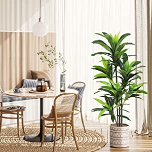 Dracaena Silk Plant Artificial 5ft Faux House Plants Evergreen Dracaena Marginata Fake Yucca Palm Trees in Pot