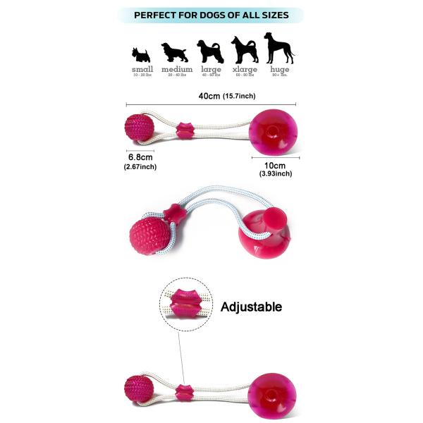 Pet Dog Self Play Tug Pull Force Vent Durable Strong Teeth Cleaning Suction Cup TPR