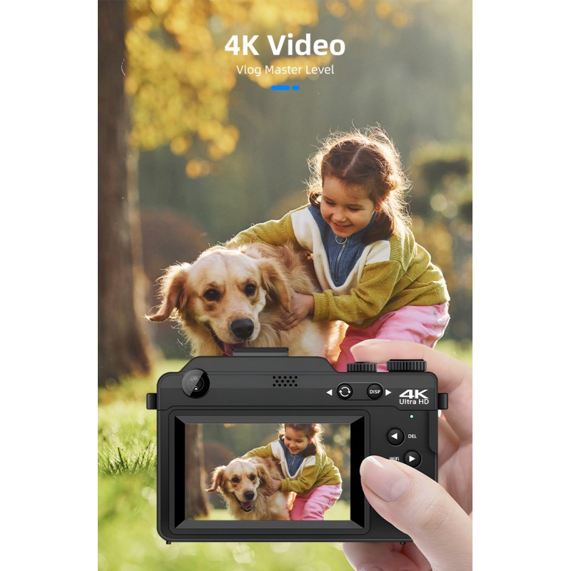 4K Vlog Photo Digital Camera Camcorder 56MP 3'' IPS Screen WiFi Digital Camera Recorder for YouTube Vlogging