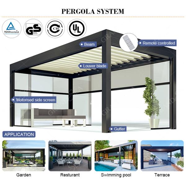 Luxury Patio Automatic Smart Cover Louver Roof System Waterproof Garden Aluminium Outdoor Motorized Pergolas