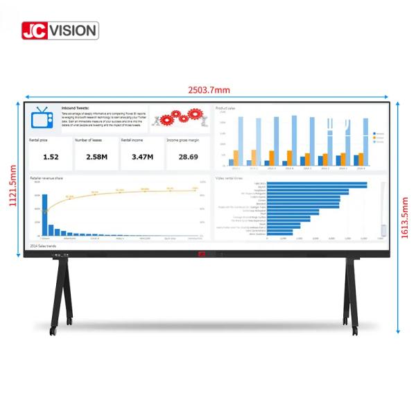JCVISION Classroom Interactive Whiteboard 105 Inch Android 11 IR 20 Poitns Touch