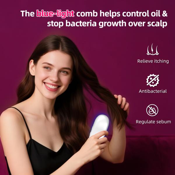 450mAh Battery IONIC Hair Brush Vibration Blue Light Hair Brush