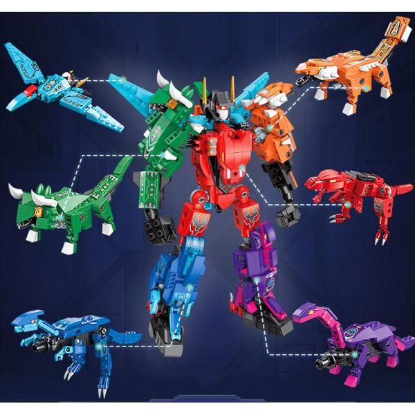 Unisexo 6 em 1 Dinossauro poderoso brinquedo transformador Mecha Tyrannosaurus Ótimo presente para 7-12