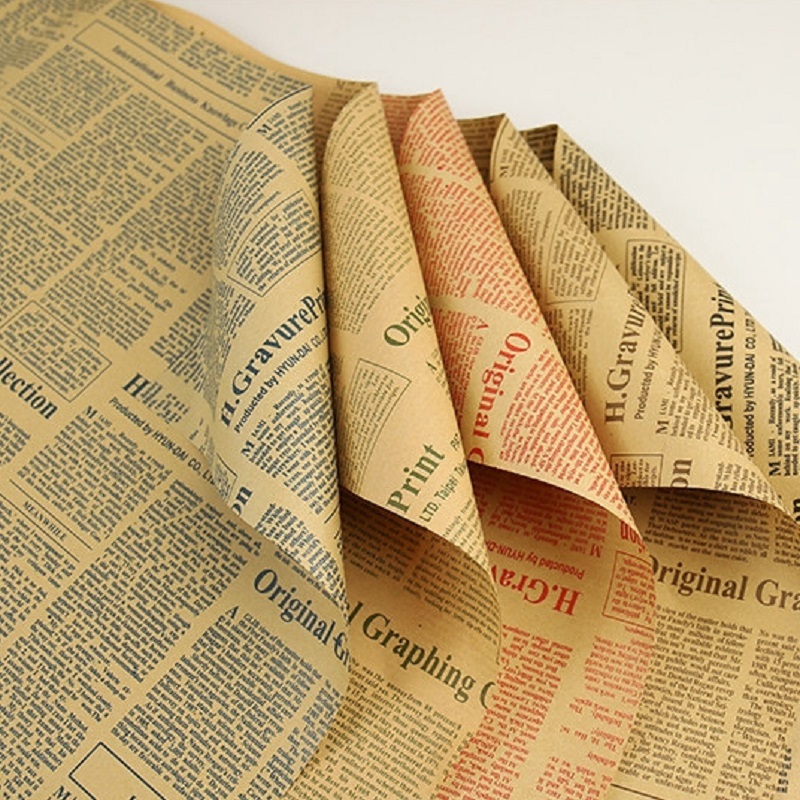 Vintage Newspaper Wrapping Paper With Retro Print For Gift And Floral Packaging