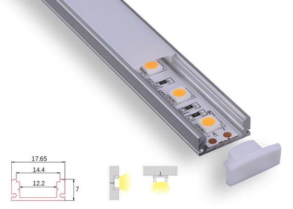 Sliver Led Strip Aluminum Channel , Super Slim Led Strip Light Aluminium Extrusion