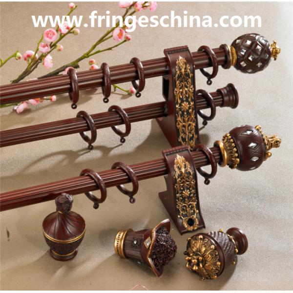 Hot selling delicate aluminum curtain rod pipe resin finials for home decoration