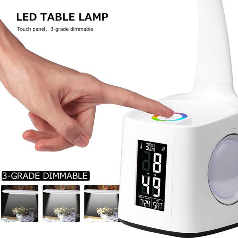 Белые часы лампы стола 13KG СИД 256RGB привели настольную лампу календаря для офиса