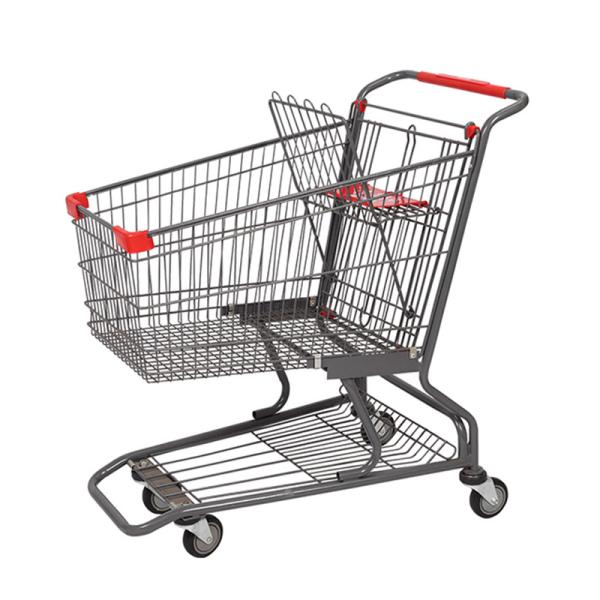 Q235 Steel Shopping Trolley Cart 4in 4 Wheel Push Shopping Trolley