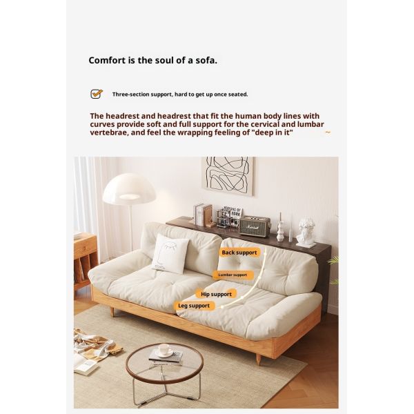 Modern Minimalist Space Saving 3 Seater Frame Sofa Fabric Solid Wood Eco-Friendly Cloud Corner Modular Sectional Sofa Living