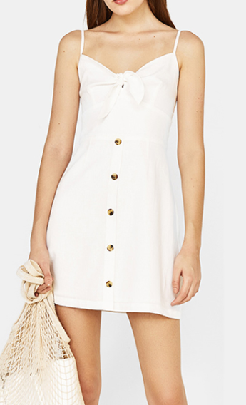 Ladies Smart Casual Dress Linen Rayon Spaghetti Strap