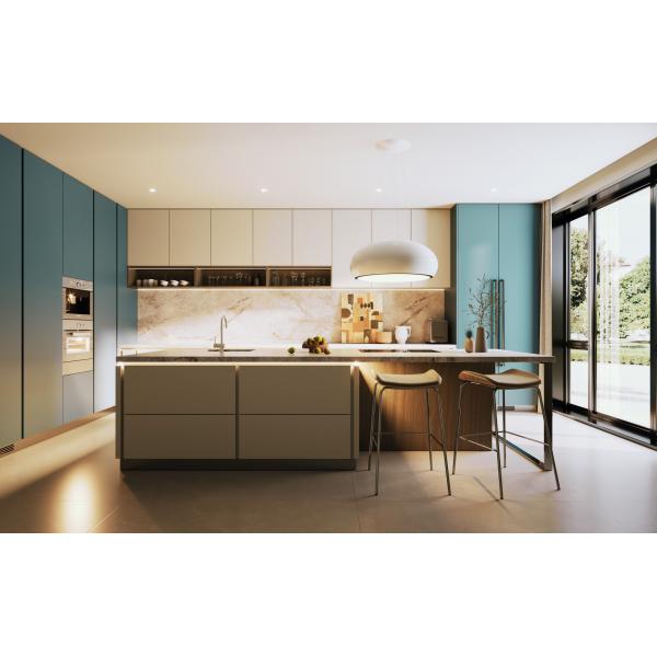 Armarios modulares personalizados Elegante gabinete de cocina de madera para hotel