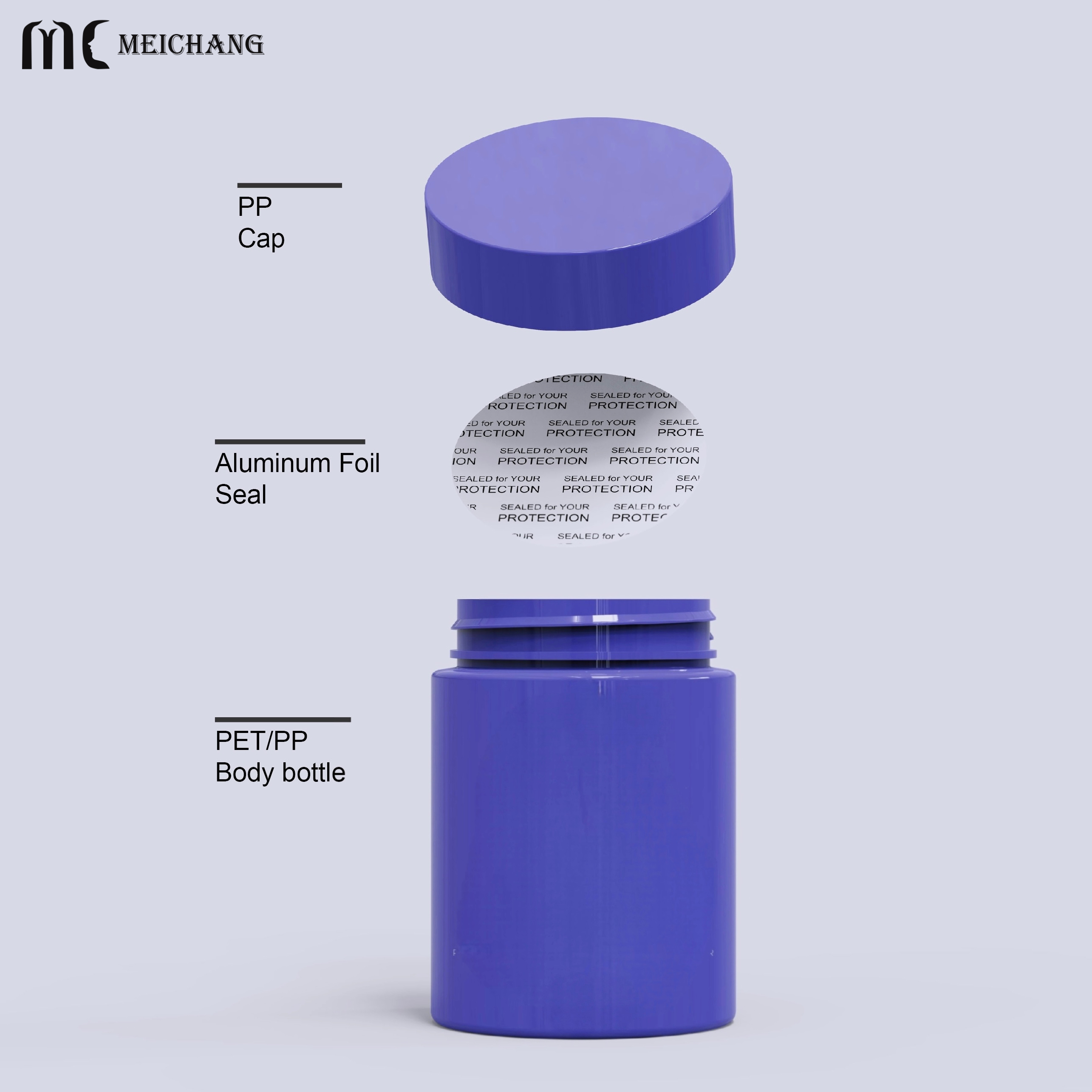 120ml 150ml 180ml 250ml Refillable Matte Frosted PET Capsule Supplement Jar(MC-P-565)