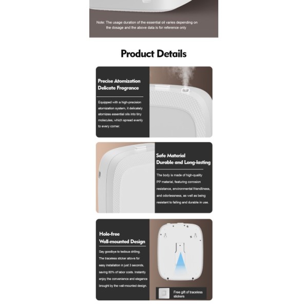 Wall Mounted Ultrasonic Aromatherapy Diffuser Eco Friendly Essential Oil Diffuser
