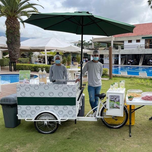 Front Basket and Work Table Electric Cargo Bike Trailer for Mobile Food Transportation