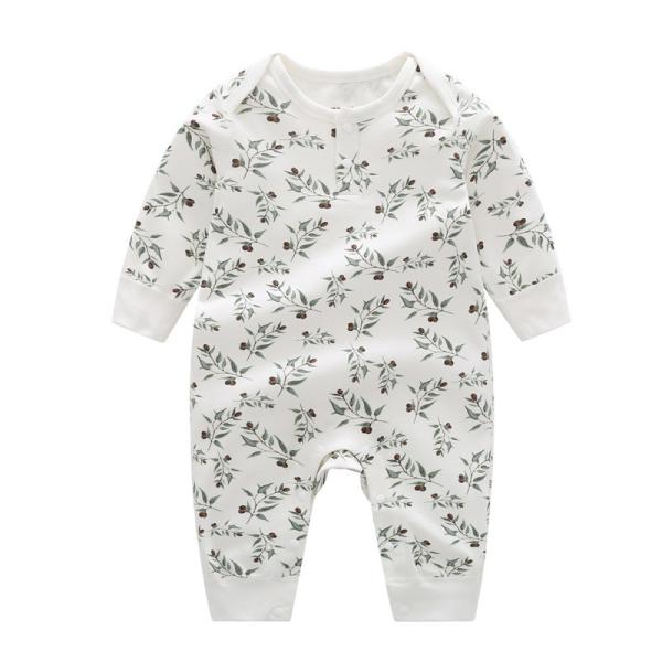 Stock Organic Cotton Baby Long Sleeve Romper Wholesale Newborn Baby Clothes Infant Bodysuit With Printing
