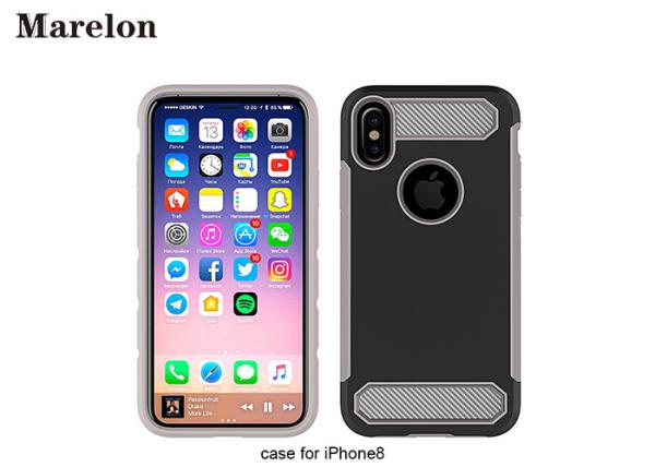 Carbon Fiber TPU Phone Case / PC Back Cover Case For Decoration Iphone 8