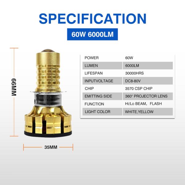 Золотой M1-YY Мотолеты световой линзы супер яркий мотоциклетный фары