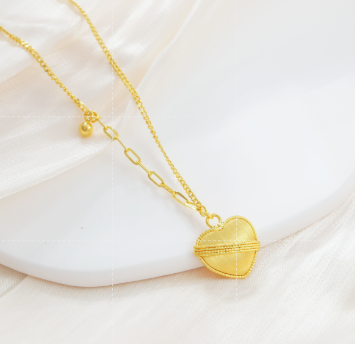 Christmas present heart pendent for women girl lover 24K jewelry