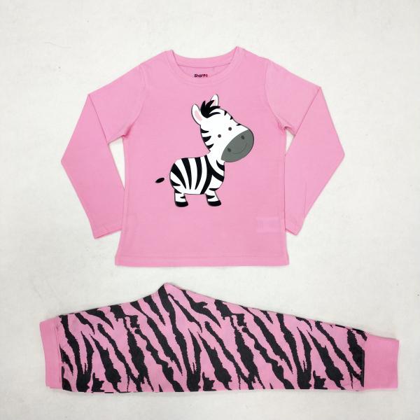Soft Animal Print Girls Sleepwear Set Spring/Autumn 100% Combed Cotton Soft Hand Feel