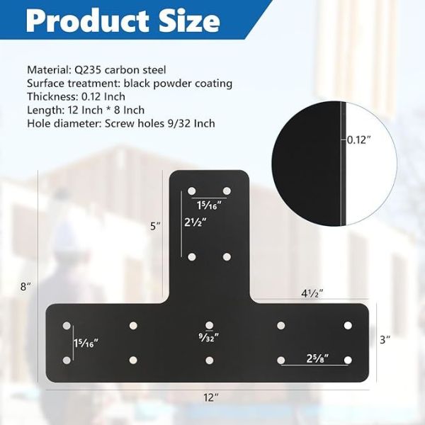 Durable Steel Material T Post Timber Bracket with Black Powder-Coated Finish for Versatile Connectivity