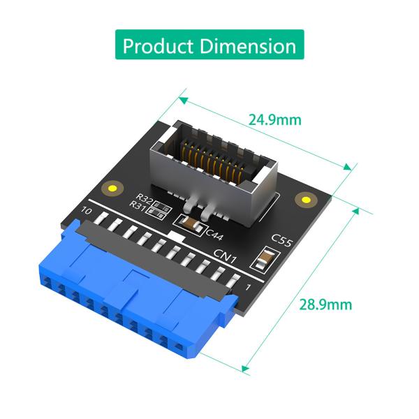 Версия обновления Вертикальный USB 3.1 Передняя панель Ключ сокета Type-E к USB 3.0 20Pin Заголовок Мужской расширитель