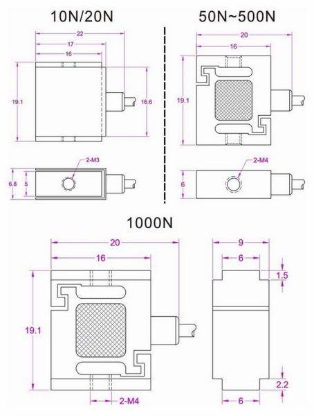 Small size tension force sensor 200N tensile force measurement transducer