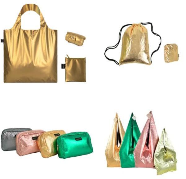 Customised Logo Metallic Color Reusable Shopping Bags Tote, Eco Foldable Shopping Carry Bag Grocery, Foldable Travel Bag