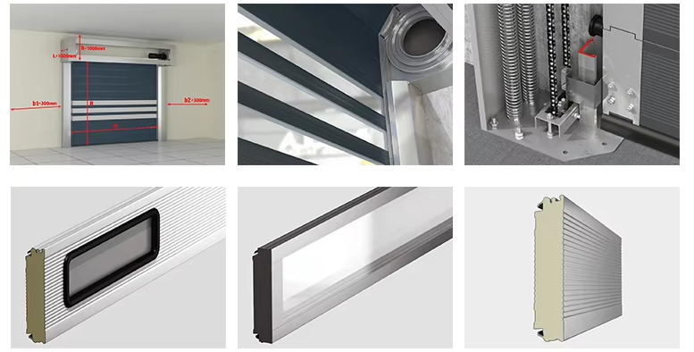 Aluminum High Performance Garage Doors , Rigid Spiral Fast Roll Up Doors With Galvanized Frame