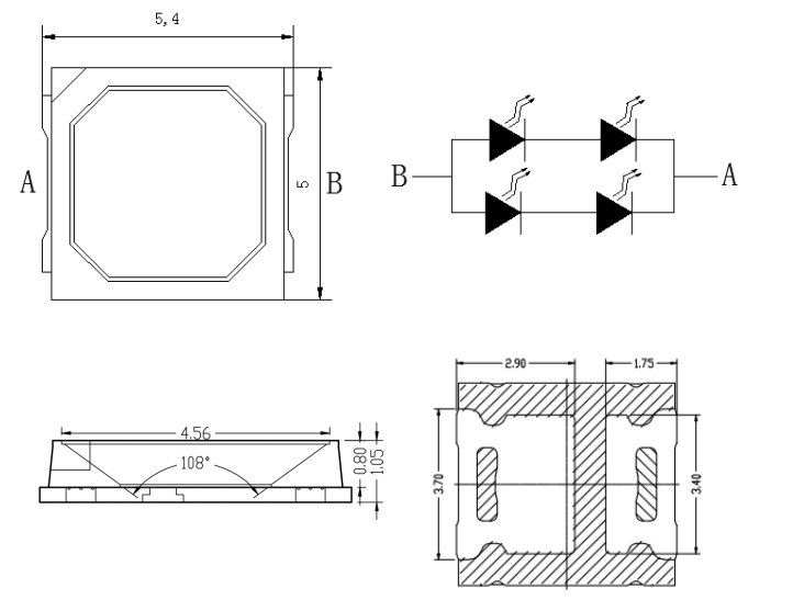 Высокий эффективный обломок 1W 200lm W5054 СИД Smd для уличного света