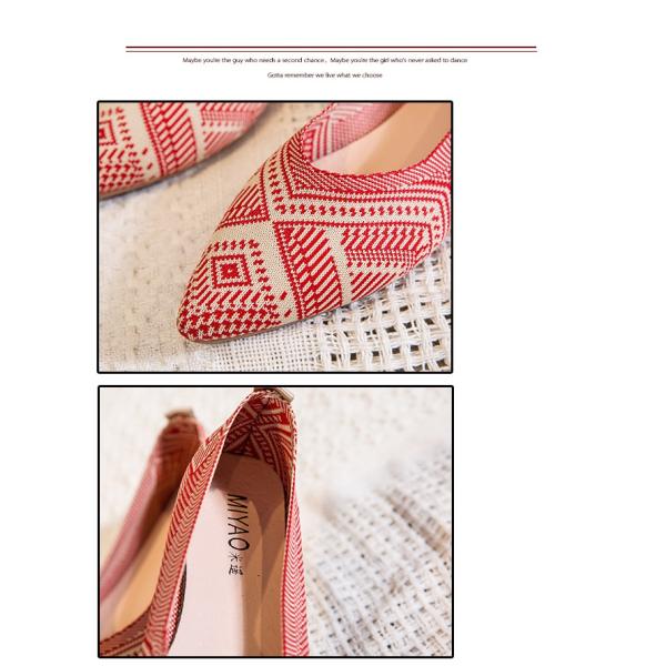 Hot Sale Lightweight Breathable Women's Shoes Pointed Toe Geometric Pattern Casual Flats