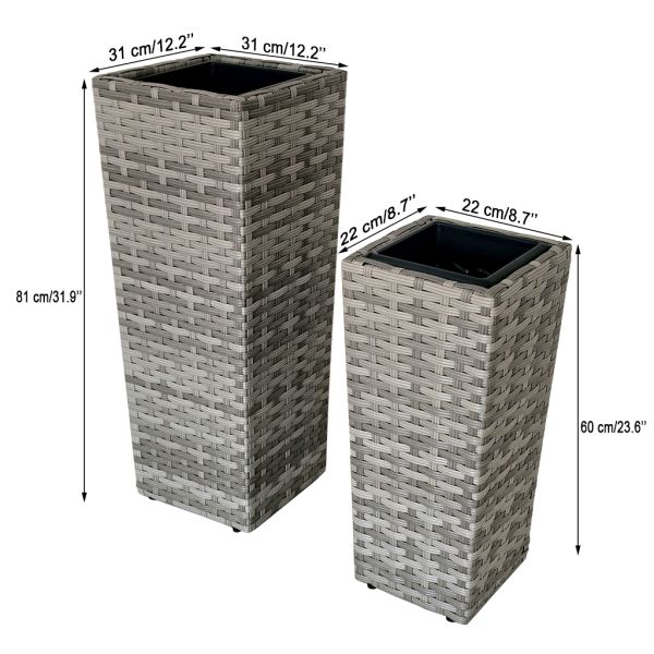 Outdoor Indoor Rattan Flower Pot Wicker Garden Square Planter