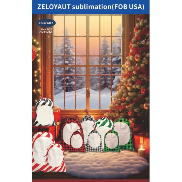 Sublimation Santa Sacks 2025 Christmas Gifts, Packaging Stocking Santa Claus Bag, Canvas Christmas Drawstring Gift Bags