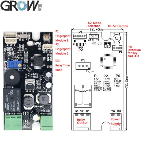 Grow K215-V1.3 Tabla de control de acceso de huellas dactilares para la puerta del automóvil