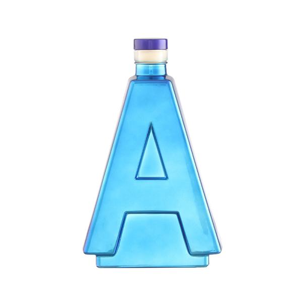 750 ml bouteille en verre vide en or électroplaqué pour les spiritueux Vodka Gin Champagne Liquore