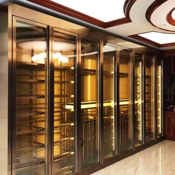Modern Living Room Metal Wine Cabinet Stainless Steel With Glass