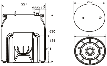 Durable Air Suspension Components for Heavy Duty Truck OE Replacement for Contitech 6122NP46, Aietech 36122KPP
