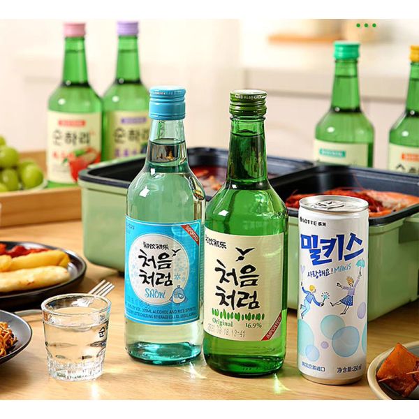 Copperplate Paper Korean Shochu Wine Bottle Sticker Packaging Label