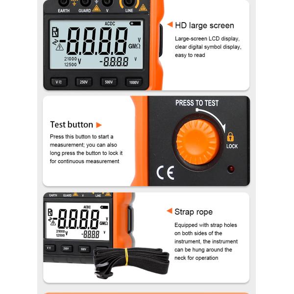 VICTOR VC60B+ Digital Insulation Resistance Tester Высококачественный ЖК-экран 5000 слов с четким почерком