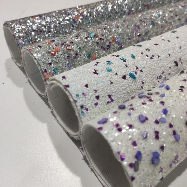 1.2mm 54/55' Fireproof PU Leather Sparkle Glitter Fabric