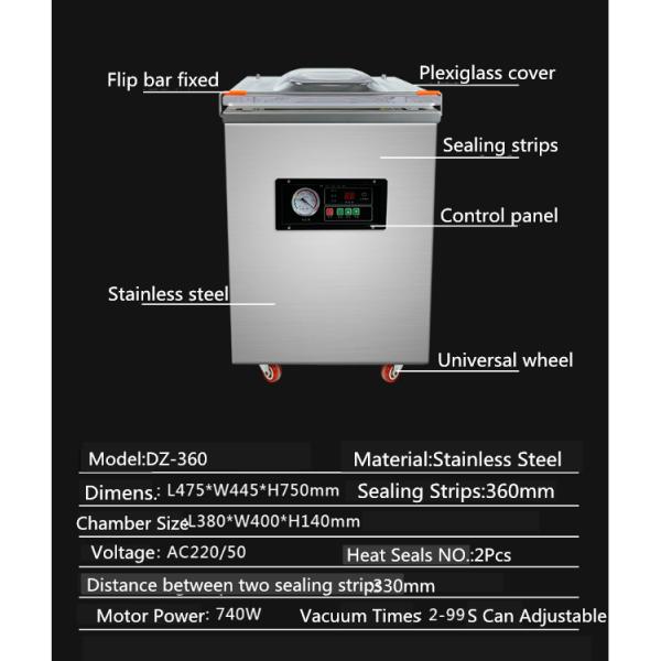 DZ-260 Household Desktop Small Food Vacuum Packaging Machine Chamber Size L390*W285*H90mm