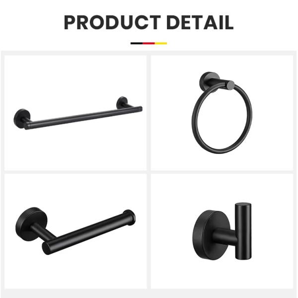 Bathroom hardware set, stainless steel towel bar set, cross-border towel rack, toilet paper holder, perforated hook, bathroom hanging accessories