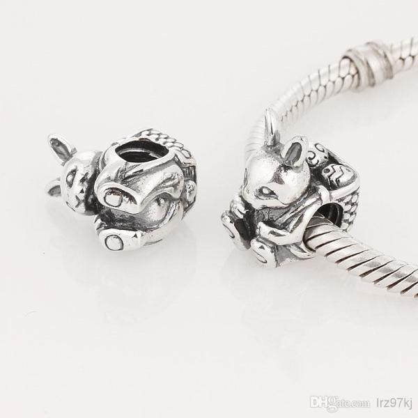 Bracelets BISAER 925 Sterling Silver Charms Cat Dog Sloth Butterfly Fairy Heart Dangle