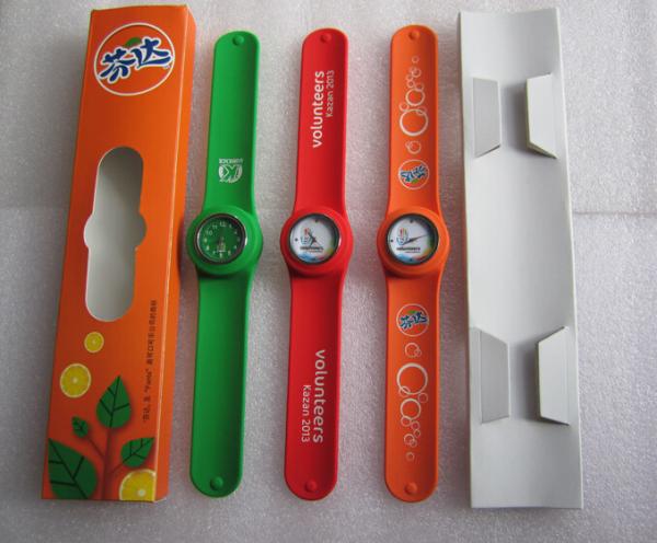 Personalized Fenta Cool Orange Slap On Watches Silicone Bracelet Watches With Logo Printed,Packing Color Card Box