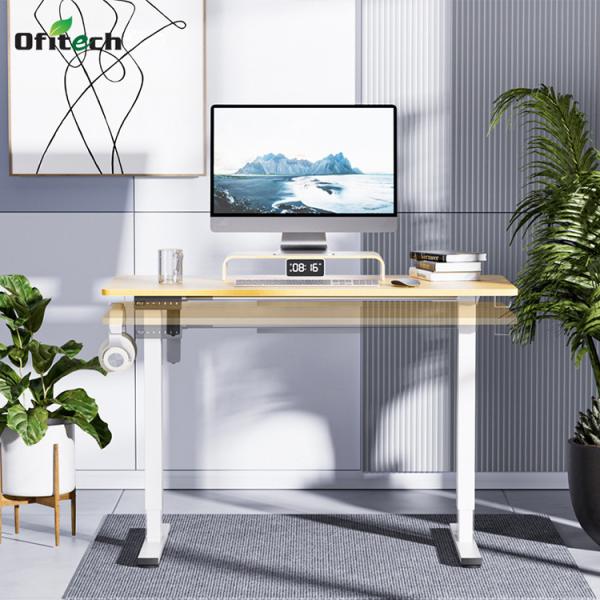 Electric Height Adjustable Modern Executive Office Desk with Custom Wood Grain Surface