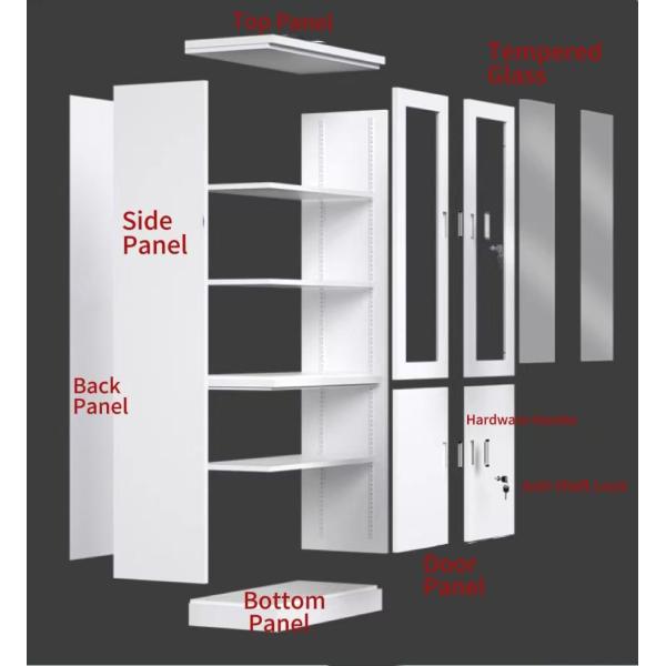 Modern Design 2-Door Glass Steel Cabinet with Adjustable Shelf Factory Metal Filing Cupboard for Home Office Storage Cabinet