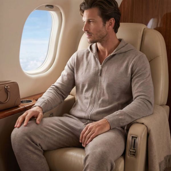 Luxury Men's Tracksuit Set Custom Logo Zip up Hoodie and Jogger 2 Piece Set High Quality Quiet Luxury Men's Tracksuit