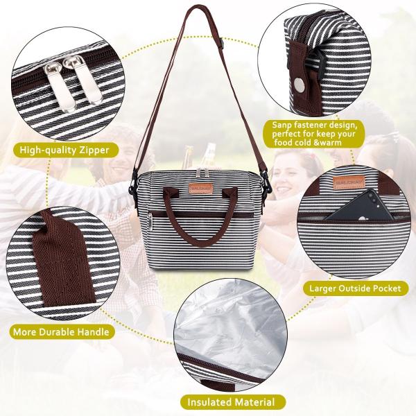 Fashion Insulated Food Cooler Bags For Women Water Resistant 9.7Lx1.2Wx6.2H Inch