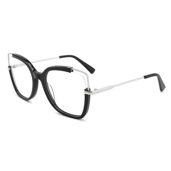 Unique Cat Eye Metal And Acetate Glasses Flexible With Clear Lenses