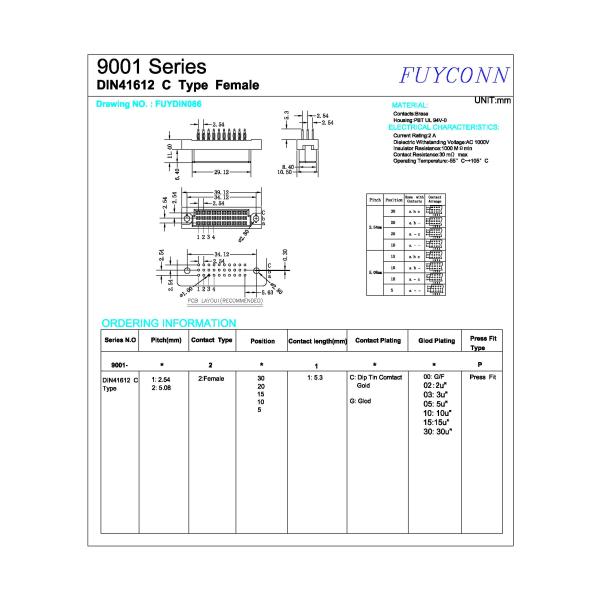 Женский соединитель евро 41612 Pin строк 3*10pin 20pin 30pin Solderless соединителя 3 Eurocard